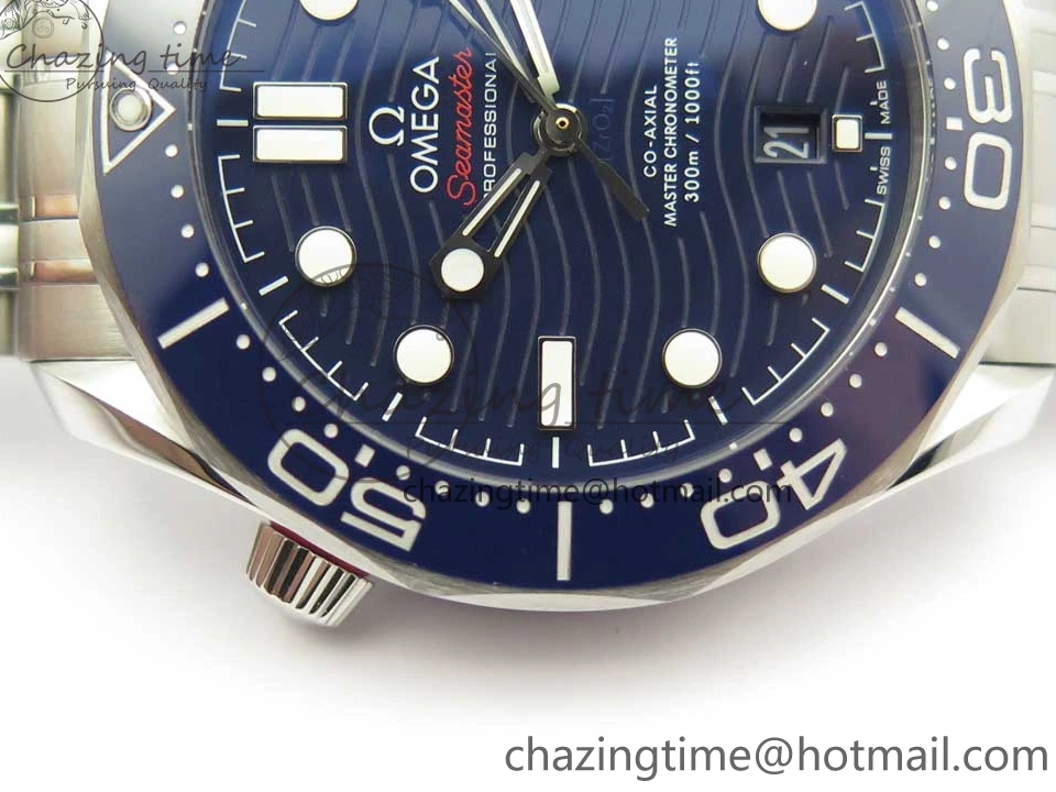 0419 ZeroBulk 2018 Seamaster Diver 300M OMF Best Edition Blue Ceramic Blue Dial on SS Bracelet A8800 (Black Balance Wheel) 7957